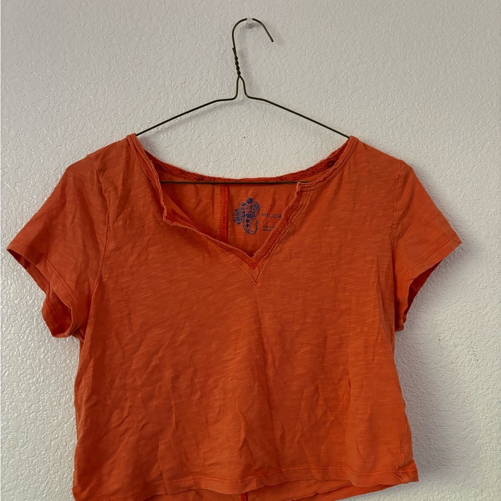 Pilcro Orange Crop Fitted Short Sleeve T-Shirt